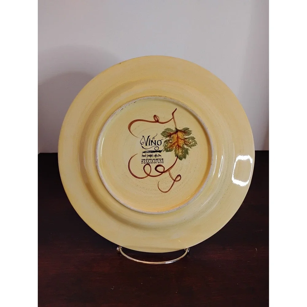 Tabletops Unlimited Vino Hand Painted Grape Dinner Plate Cream Purple 10.75in